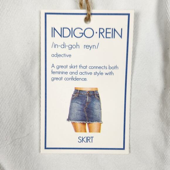 Indigo Rein Skirt Womens  Size 3 White Denim Button Fly NEW with Tags - Picture 8 of 10